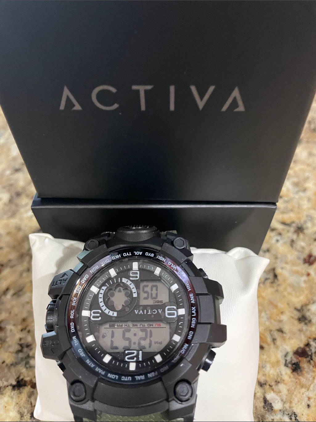 Ativa Green Camouflage Silicone Watch Strap With Branded Buckle